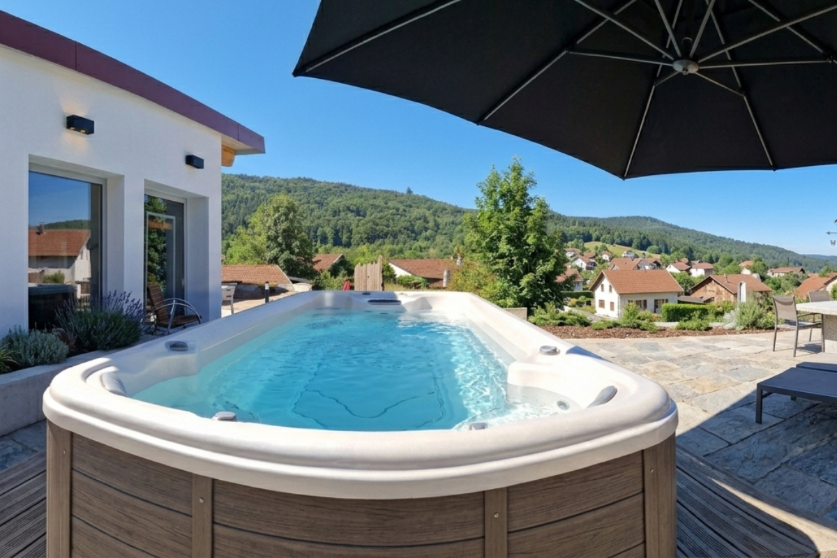 Piscine chauffée du Domaine de la Répandise entourée de verdure